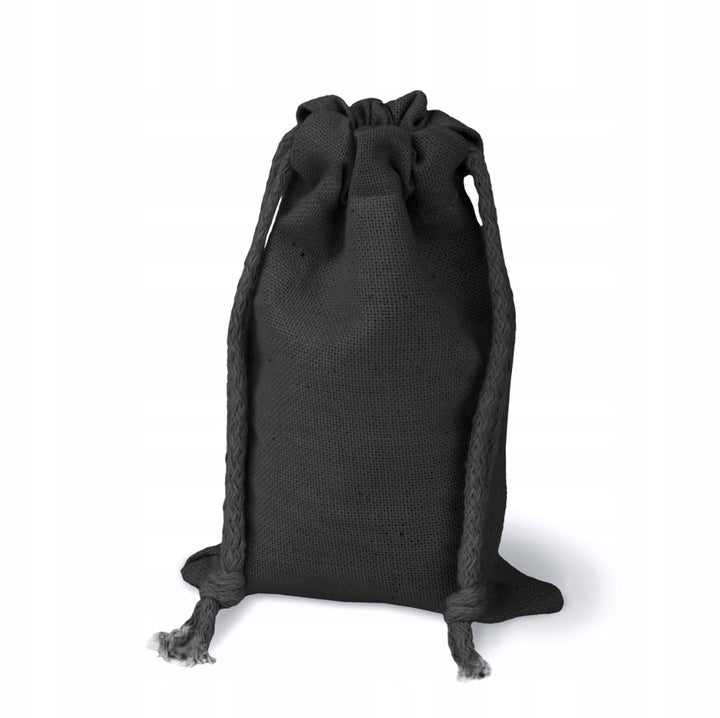 Baumwollbeutel Schwarz 10x15 cm mit Kordelzug – 280 g