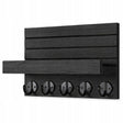 Wandgarderobe aus Holz mit Ablage und Haken Schwarz