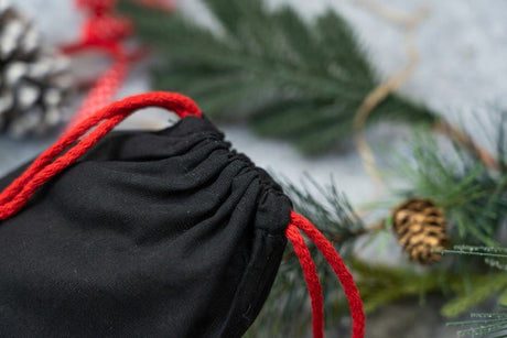 Weihnachts-Baumwollbeutel 15x30cm schwarz MERRY CHRISTMAS