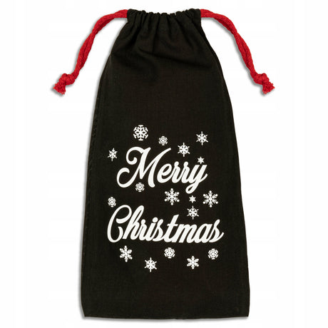 Weihnachts-Baumwollbeutel 15x30cm schwarz MERRY CHRISTMAS