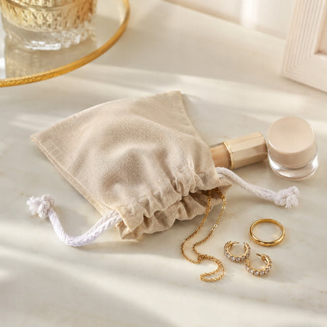 Baumwollbeutel mit Kordelzug 10 x 15 cm, Beige