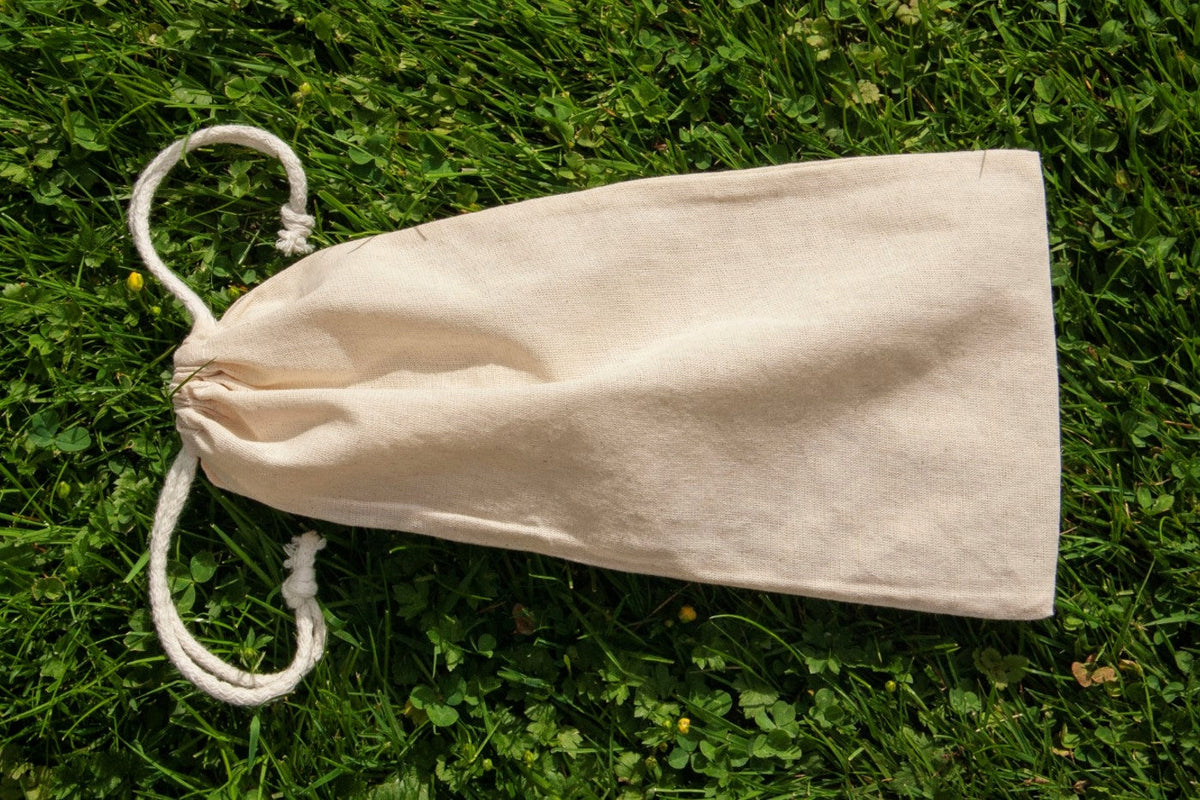 Baumwollbeutel mit Kordelzug 10 x 28 cm, Natur