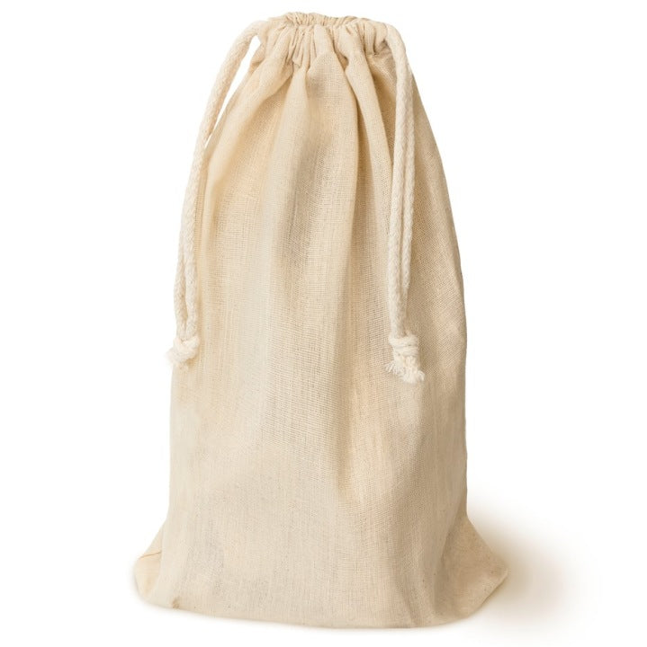 Baumwollbeutel mit Kordelzug 10 x 28 cm, Natur