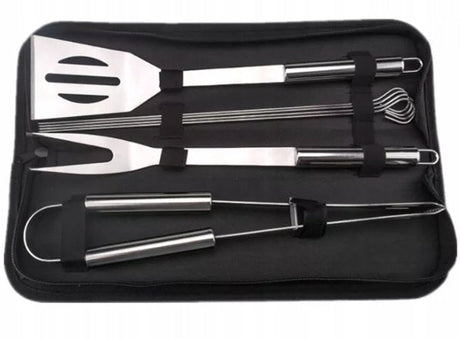 Robustes Grillbesteck-Set mit Grillzange, Grillbesteck und Etui