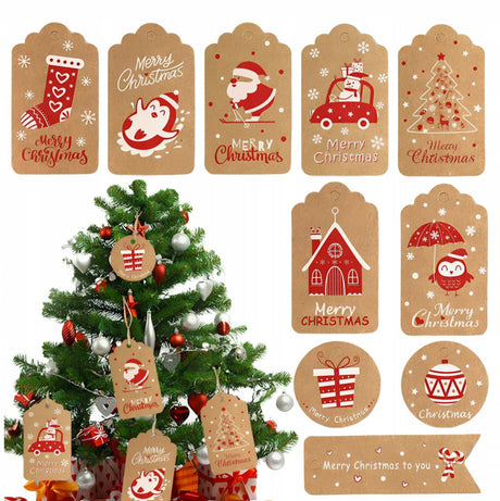 50 braune und rote Geschenkanhänger