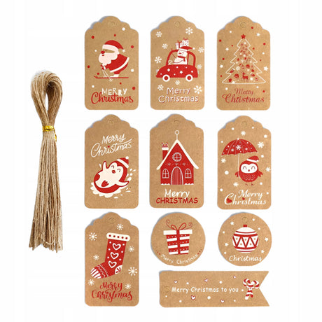 50 braune und rote Geschenkanhänger