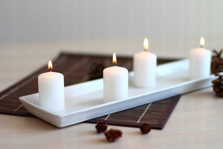 Tischkerzen Zylinder 15,5cm Weiß 6er Set