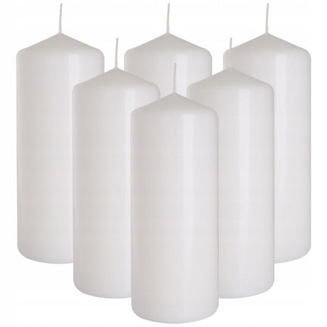 Tischkerzen Zylinder 15,5cm Weiß 6er Set