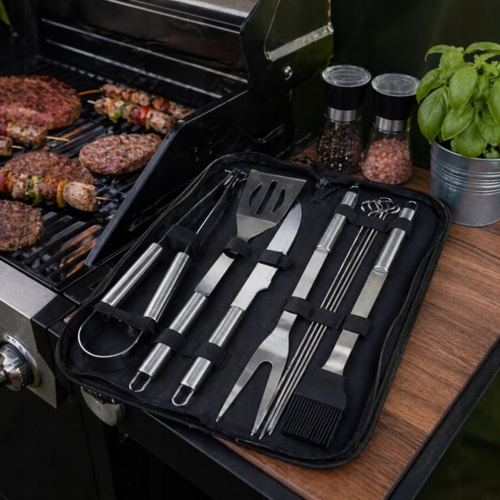 Grillbesteck-Set 9-teilig Edelstahl inkl. Etui
