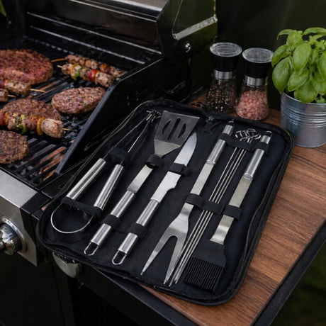 Grillbesteck-Set 9-teilig Edelstahl inkl. Etui
