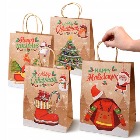 Set Weihnachts-Papiertragetaschen, 12 Stück, Happy Holiday