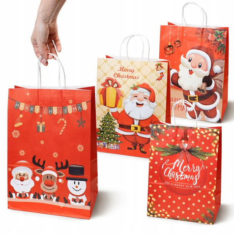 Set Weihnachts-Papiertragetaschen, 12 Stück, Happy Holiday