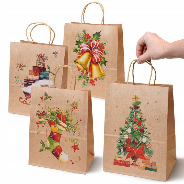 Set Weihnachts-Papiertragetaschen, 12 Stück, Weihnachtsmann