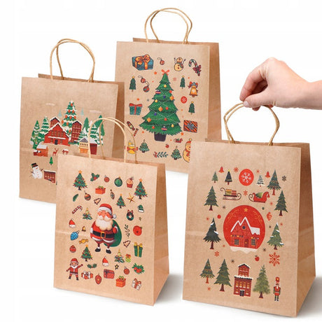 Set Weihnachts-Papiertragetaschen, 12 Stück, Merry Christmas