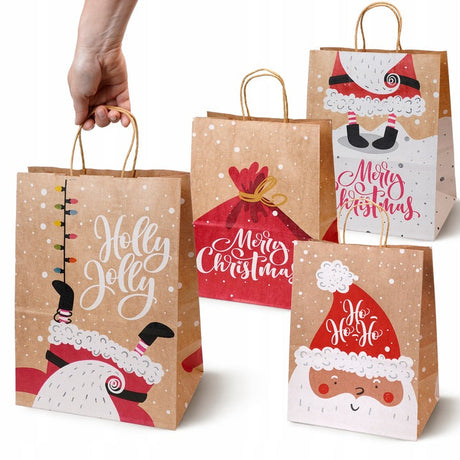Set Weihnachts-Papiertragetaschen, 12 Stück, Merry Christmas