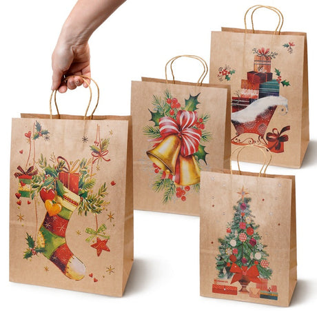 Set Weihnachts-Papiertragetaschen, 13 Stück