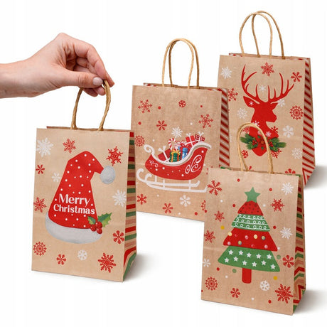 Set Weihnachts-Papiertragetaschen, 13 Stück, Merry Christmas