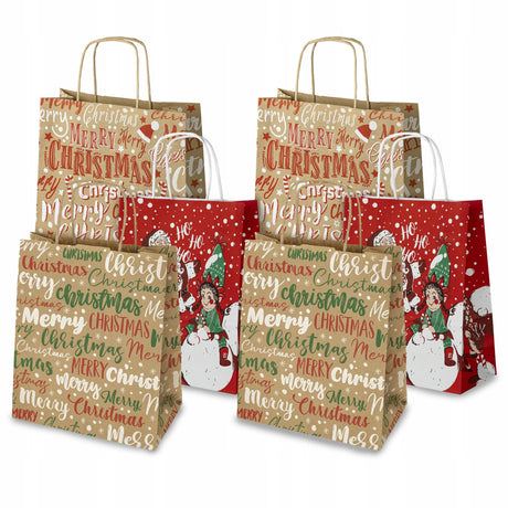 Set Weihnachts-Papiertragetaschen, 6 Stück