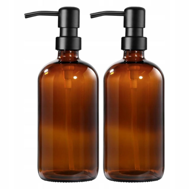 Seifenspender-Set 500 ml aus Braunglas mit Edelstahlpumpe