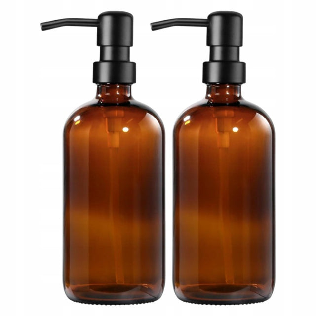 Seifenspender-Set 500 ml aus Braunglas mit Edelstahlpumpe