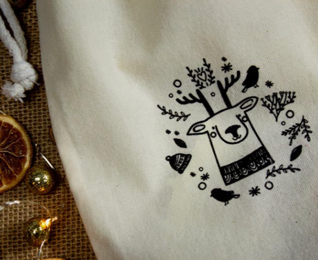 Weihnachts-Baumwollbeutel 150x200mm Ecru