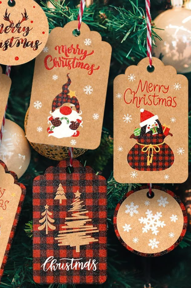 Tischkarten für Geschenke Schneemann-Weihnachtsbaum-Gnom 50 Stück