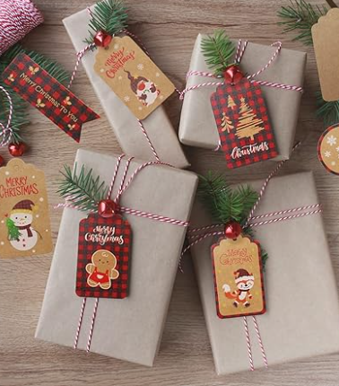 Tischkarten für Geschenke Schneemann-Weihnachtsbaum-Gnom 50 Stück