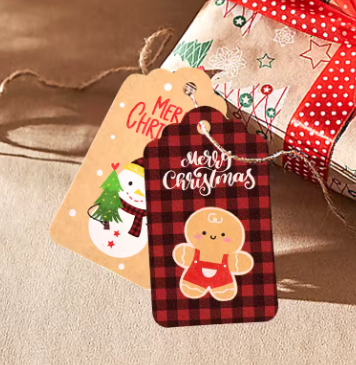 Tischkarten für Geschenke Schneemann-Weihnachtsbaum-Gnom 50 Stück