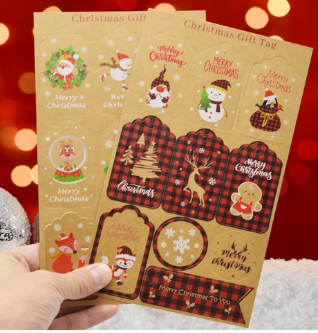 Tischkarten für Geschenke Schneemann-Weihnachtsbaum-Gnom 50 Stück