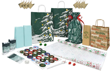 Set von Weihnachtsgeschenk Tüten Weißes Papier MERRY