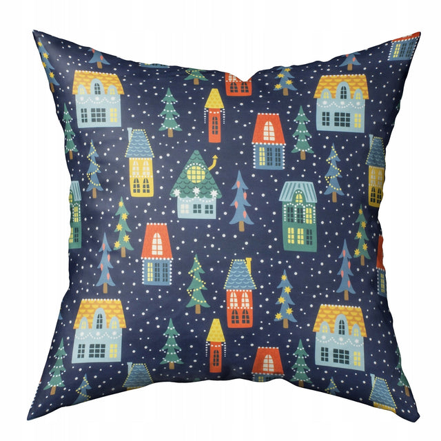 Weihnachtsdeko-Kissenbezug 250×250mm Häuser