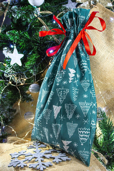Polyestertasche 200x250 mm Grün mit Weihnachtsbaummotiv