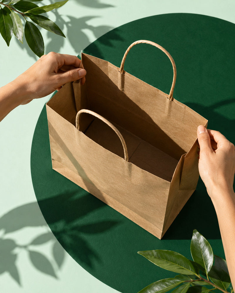 Papiertragetasche braun mit Kordelgriff