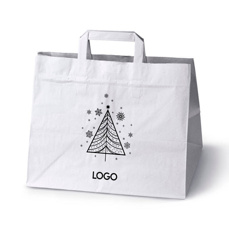 Weihnachts-Papiertragetasche mit Ihrem Logo 320×220×245 mm Weiß