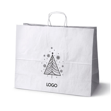 Weihnachts-Papiertragetasche mit Ihrem Logo 500×180×390 mm Weiß