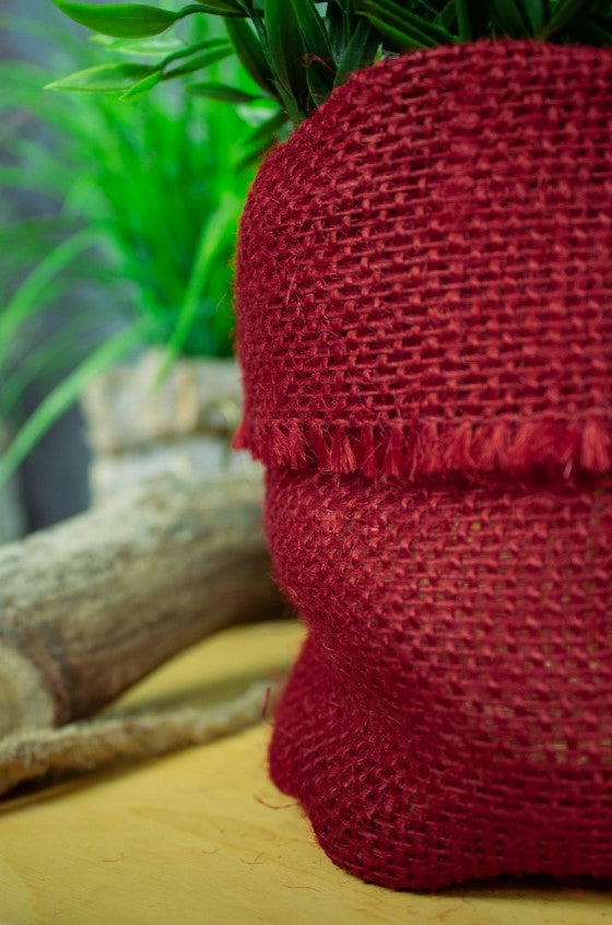 Laminierte Jute-Blumentopfhülle 16x11cm rot