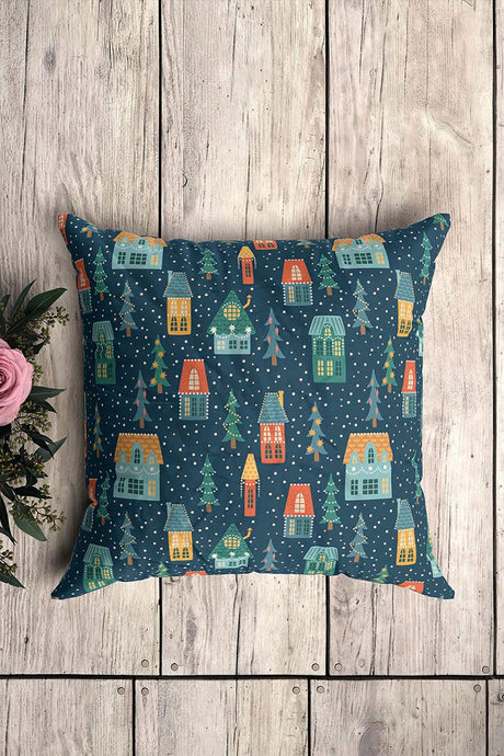 Weihnachtsdeko-Kissenbezug 250×250mm Häuser