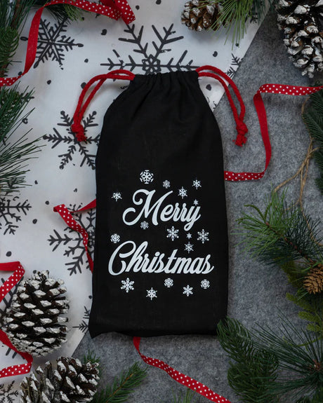 Weihnachtsbaumtasche 15x30cm schwarz MERRY CHRISTMAS