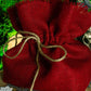 Weihnachtlicher roter Jute-Geschenkbeutel + Geschenkbox