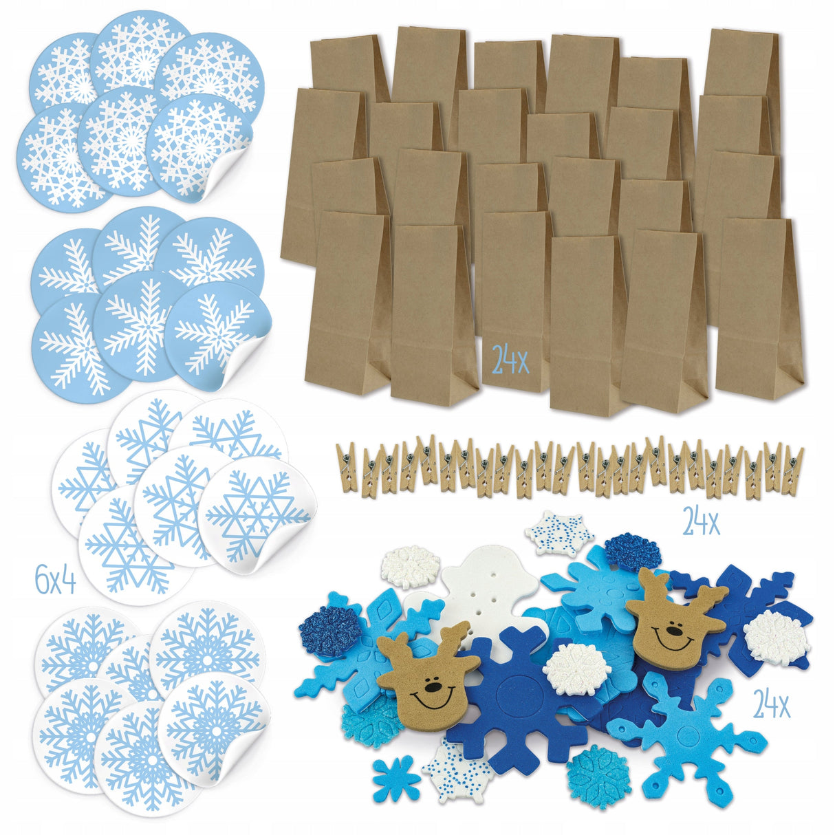 Adventskalender-Tüten, Wäscheklammern und DIY-Aufkleber