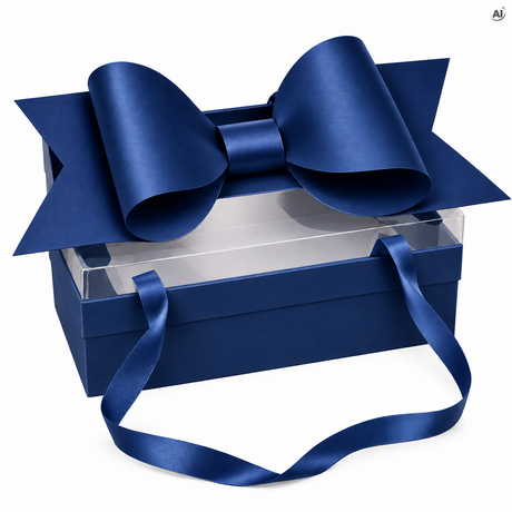 Geschenkbox mit großer Schleife – verschiedene Farben Blau
