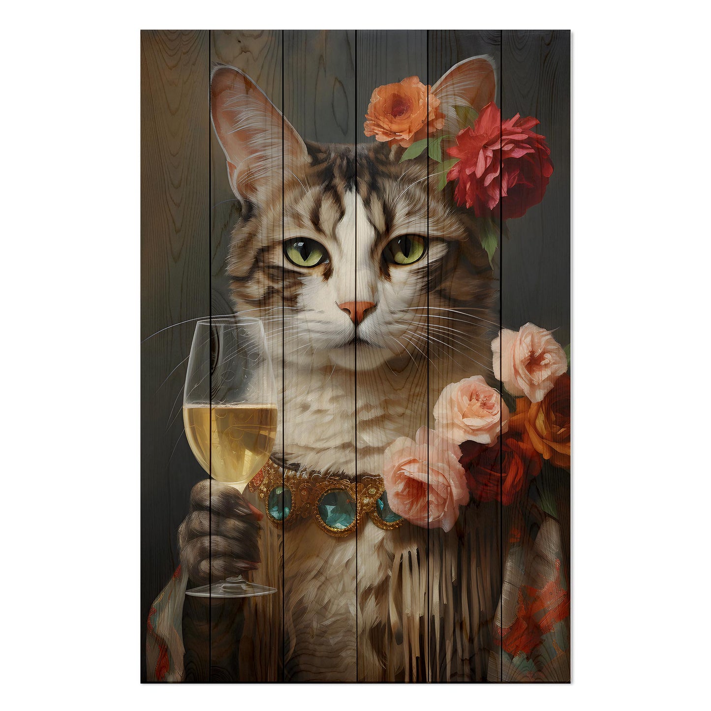 Wanddeko Holz - Cheers Cat