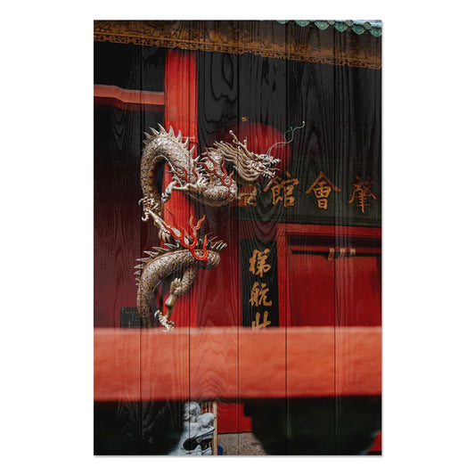 Wanddeko Holz - China Dragon