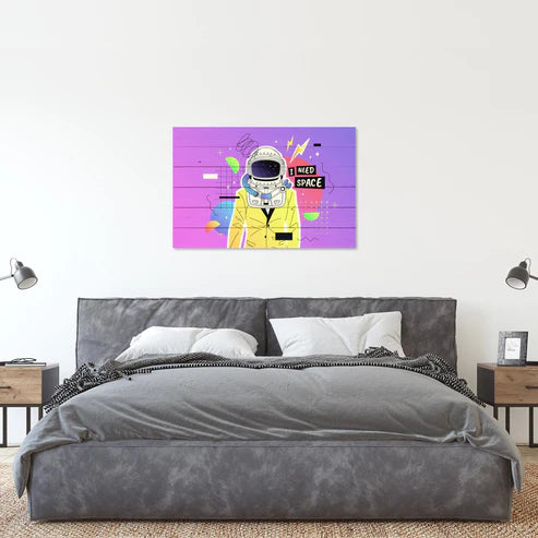 Wanddeko Holz - Colorful Cosmonaut