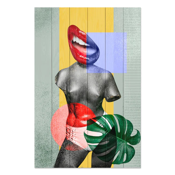 Wanddeko Holz - Colorful Vintage Collage Design
