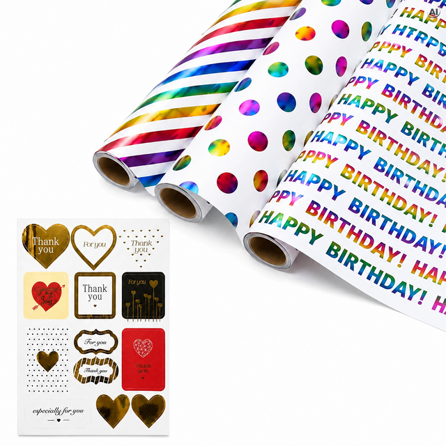 Geschenkpapier, 3 Stück