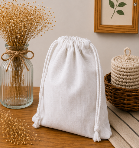 Baumwollbeutel mit Kordelzug 17 x 48 cm, 145 g/m², weiß