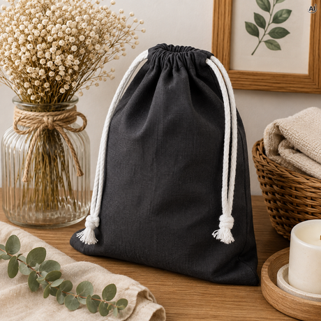 Baumwollbeutel mit Kordelzug 15 x 35 cm, 220 g/m², grau