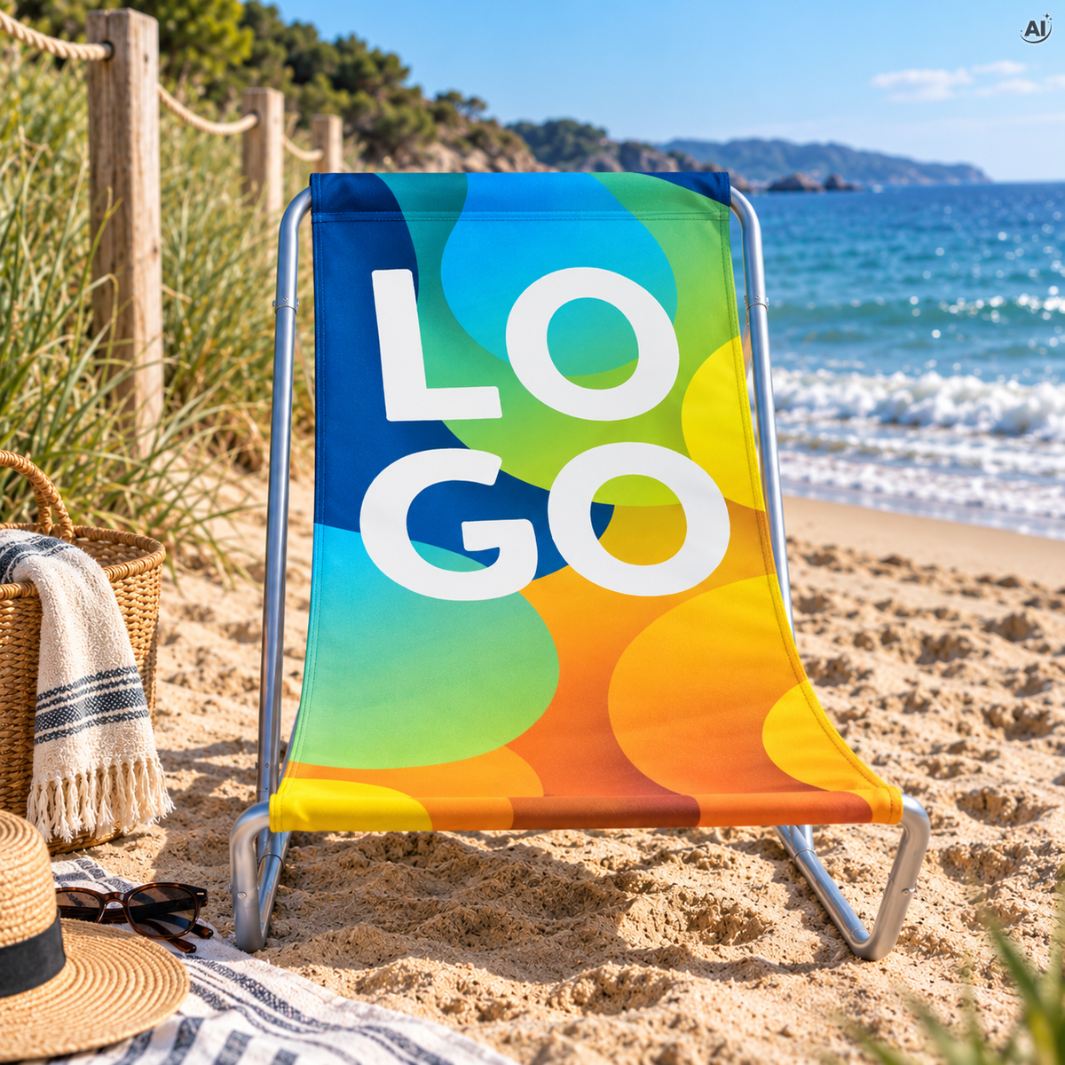 Chaise longue en acier avec sac de transport VOTRE LOGO
