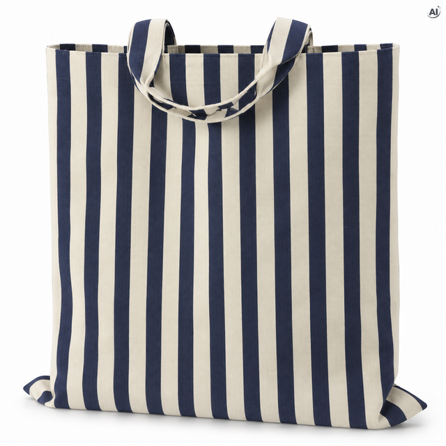 Baumwolltasche 38 x 42 cm, Henkel 35 cm, 145 g/m², blau, gestreift